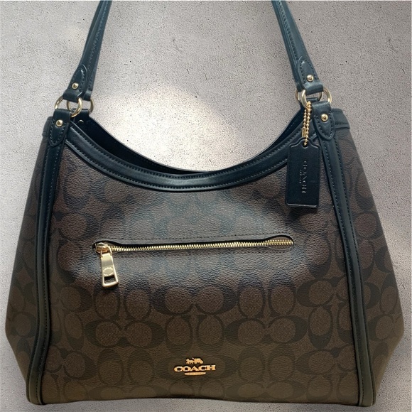 Coach Handbags - Coach Kristy Signature Brown with Black Trim Shoulder Bag/Tote NWOT